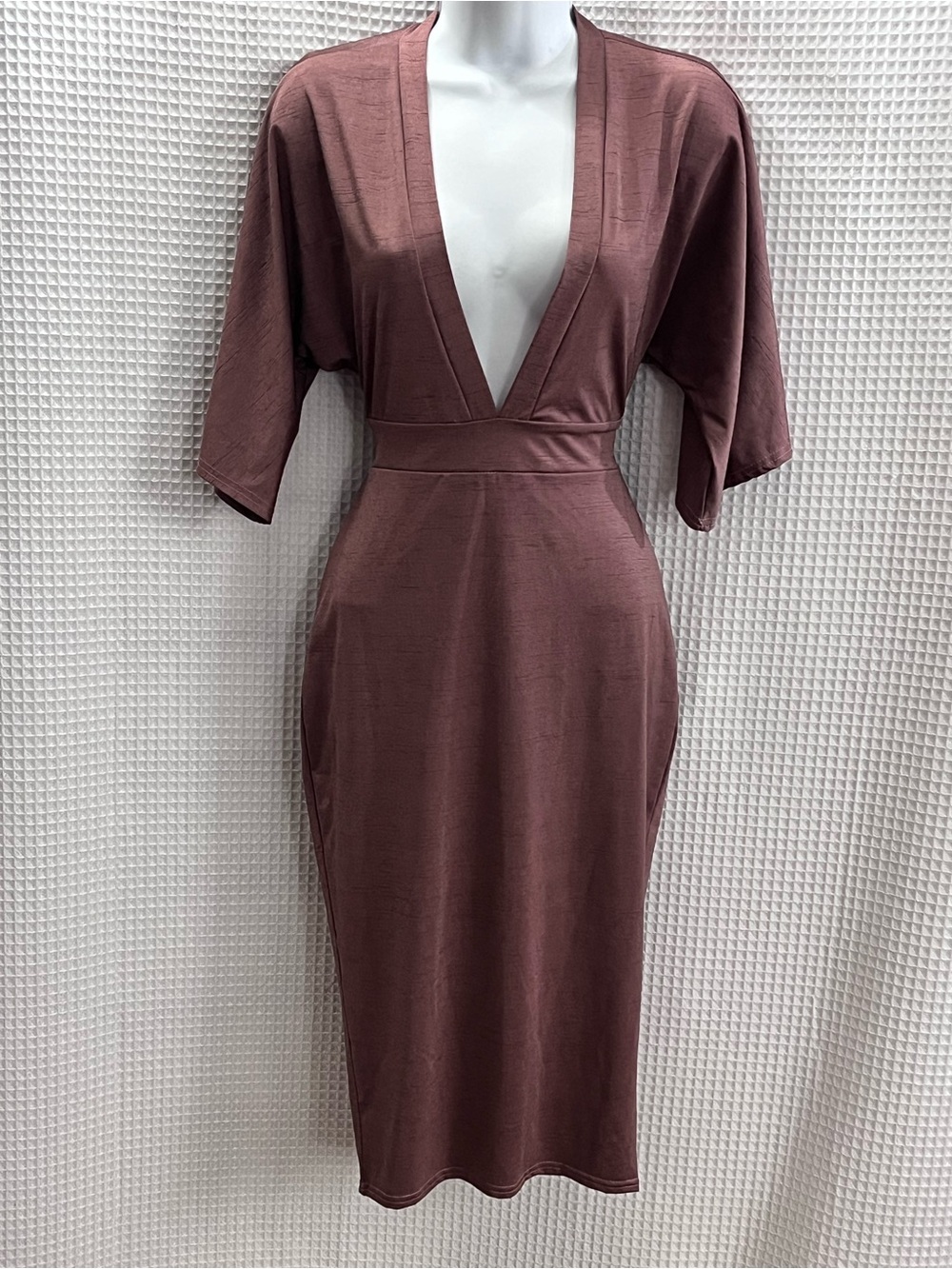 Missguided Mauve Deep V-Neck Midi Dress size 8